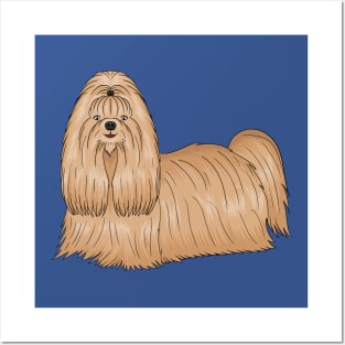 Shih tzu long hair dog cartoon illustration Posters and Art